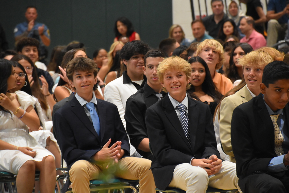 Students assembled in chairs in the MTHS auditorium. 270 eighth grade students participated in the 70th Annual Robert R. Lazar Middle School Promotion Ceremony on Wednesday, June 21, 2023.